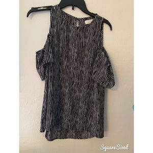 Mudpie black & white open shoulder top